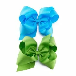Promo ❤️ Copper Key 👧 Girls Grosgrain King Hair Bows Assorted Color 2-Pack Green/turquoise 🎁