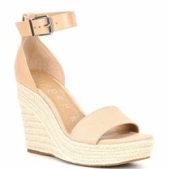 Best Sale 🛒 Copper Key Hightide Suede Ankle Strap Espadrille Platform Wedges Spanish Sand 🥰