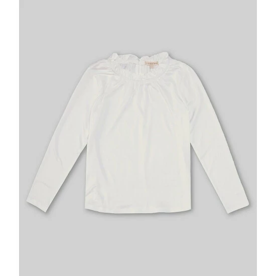 Best Sale ⌛ Copper Key Little 👧 Girls 2T-6X Long Sleeve Babydoll Top White ⌛