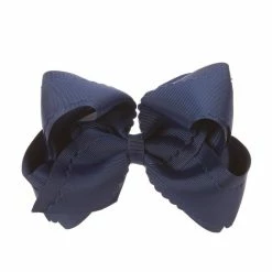Flash Sale 🔔 Copper Key 👧 Girls Scalloped-Edge King Hair Bow Navy 🌟
