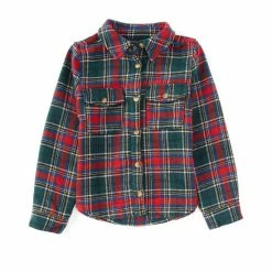 Deals 😀 Copper Key Big 👧 Girls 7-16 Plaid Shacket Forest Red 🤩