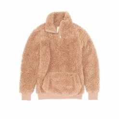 Deals 😀 Copper Key Big 👧 Girls 7-16 Quarter Zip Fuzzy Teddy Cozy Fleece Pullover Muted Clay 🧨