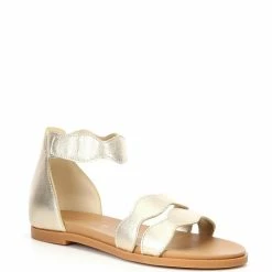 Buy 🧨 Copper Key 👧 Girls' Zany Scallop Ankle Strap 🩴 Sandals (Youth) Sand Gold 🔥