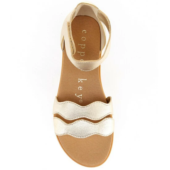 Buy ๐งจ Copper Key ๐ง Girls' Zany Scallop Ankle Strap ๐ฉด Sandals (Youth) Sand Gold ๐ฅ - Image 5