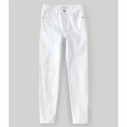 Deals 👏 Copper Key Big 👧 Girls 7-16 Rip And Repair Denim Skinny 👖 Jeans White ❤️