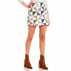 Deals 🧨 Copper Key Quilted High Rise Mini 👗 Skirt Blue Multi 🔔