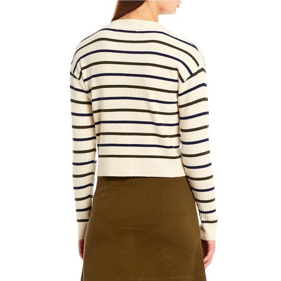 Outlet 😍 Copper Key Striped Button Front Sweater Navy/olive/ivory ❤️ - Image 2