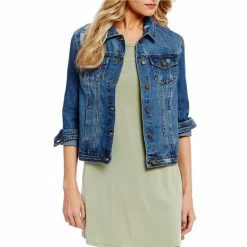 New ⌛ Copper Key Destructed Denim Jacket Medium Wash Denim ✨