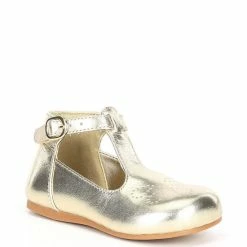 Best Pirce 🎁 Copper Key 👧 Girls' Waddles Flower T-Strap Flat 👟 Shoes (Toddler) Sand Gold 🥰