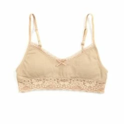 Best deal 🔔 Copper Key 👧 Girls Lace Trim Seamless Bra Nude 🔥