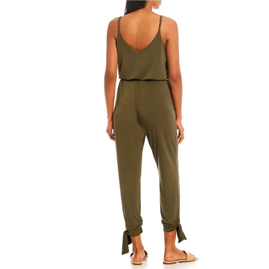 Best Sale ๐ Copper Key Sleeveless Tie Ankle Knit Jumpsuit Olive ๐ - Image 2