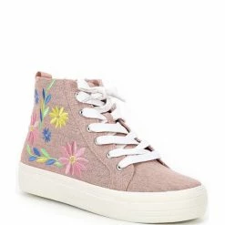 Flash Sale 😀 Copper Key 👧 Girls' Florra Flower Embroidered High-Top 👟 Sneakers (Youth) Blush 🎉