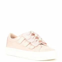 Hot Sale 🔔 Copper Key 👧 Girls' Pearlinna Pearl Bow 👟 Sneakers (Youth) Rose Pink 🎁