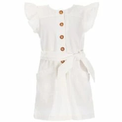Top 10 👏 Copper Key Little 👧 Girls 4-6X Button Front Flutter Sleeve 👗 Dress White 🌟