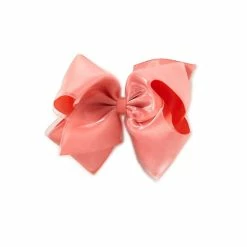 Coupon ⭐ Copper Key 👧 Girls King Organza Hair Bow Coral 🥰