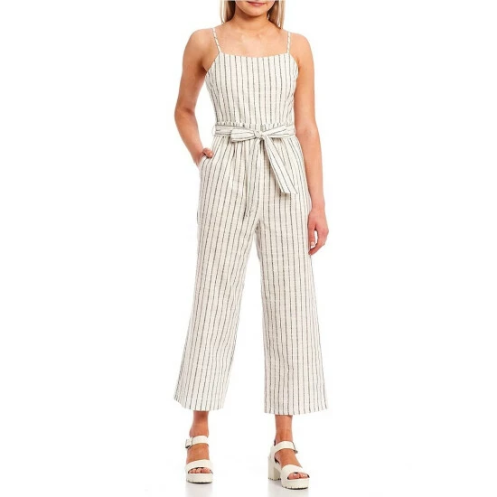 Brand new โ๏ธ Copper Key Sleeveless Tie Waist Wide Leg Striped Jumpsuit Snow Black ๐