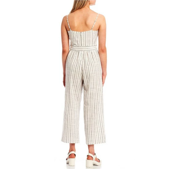 Brand new โ๏ธ Copper Key Sleeveless Tie Waist Wide Leg Striped Jumpsuit Snow Black ๐ - Image 2