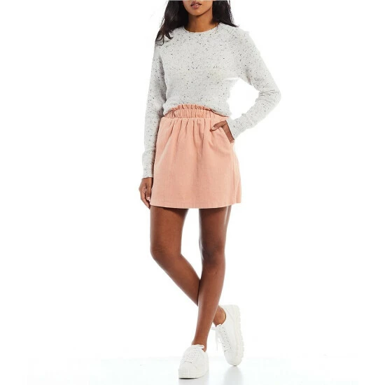 Buy 🎁 Copper Key Corduroy Paperbag Waist Mini 👗 Skirt Olive ✨ - Image 8