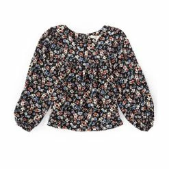 Deals 👏 Copper Key Little 👧 Girls 2T-6X Floral Long Sleeve Top Onyx Multi 😍