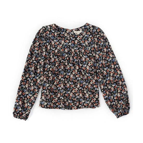 Cheapest ๐ Copper Key Big ๐ง Girls 7-16 Floral Long Sleeve Top Onyx Multi ๐