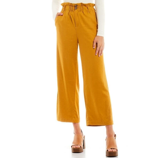 Cheapest ๐ Copper Key Paperbag Waist Wide Leg Cropped Twill Pants Olive โ - Image 4