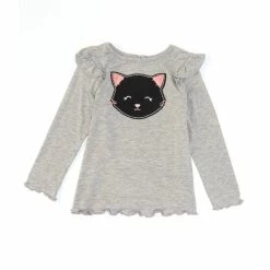Coupon 💯 Copper Key Little 👧 Girls 2T-6X Flutter Sleeve Top Lt Htr Grey 😉