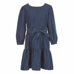 Coupon 🎁 Copper Key Big 👧 Girls 7-16 Belted Tiered 👗 Dress Indigo 👏