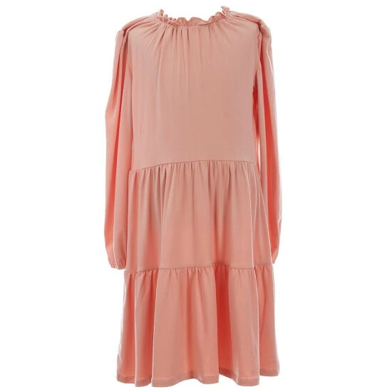 Flash Sale 👍 Copper Key Big 👧 Girls 7-16 Long Sleeve Tiered Knit 👗 Dress Pink ❤️