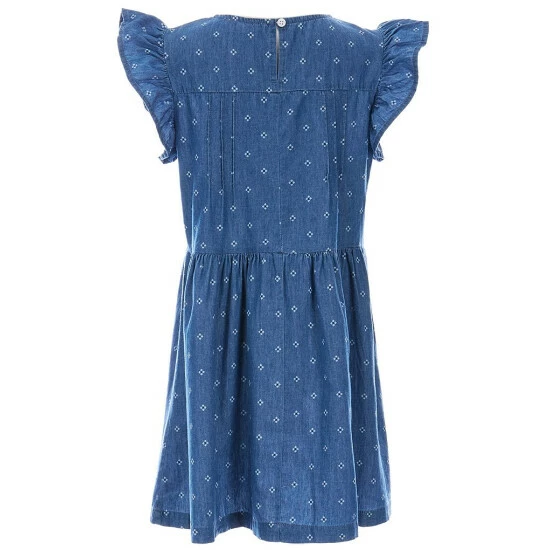 Brand new ๐งจ Copper Key Big ๐ง Girls 7-16 Flutter Sleeve Printed Denim Pintuck ๐ Dress Indigo ๐ - Image 2