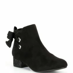 Buy 🌟 Copper Key 👧 Girls' Whirlee Side Bow Suede Booties (Youth) Black 🔥