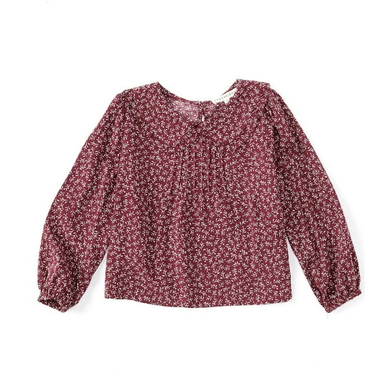 Coupon 🎉 Copper Key Little 👧 Girls 2T-6X Printed Collar Top Wine Multi 🎁