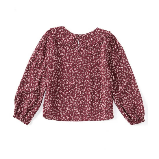 Coupon 🎉 Copper Key Little 👧 Girls 2T-6X Printed Collar Top Wine Multi 🎁 - Image 2