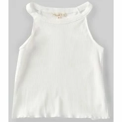 Hot Sale 🧨 Copper Key Big 👧 Girls 7-16 Mockneck Ribbed Lettuce Hem Tank Top Pink 🧨