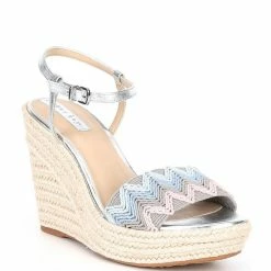 Top 10 🌟 Copper Key Waterlily Ankle Strap Espadrille Platform Wedges Silver/multi 😀