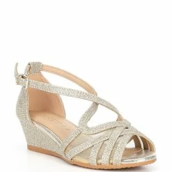 Outlet 🛒 Copper Key 👧 Girls' Klassy Bling Wedge 🩴 Sandals (Toddler) Sand Gold 🛒