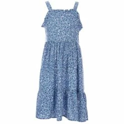 Hot Sale 💯 Copper Key Big 👧 Girls 7-16 Floral Ruffled 👗 Dress Blue Multi 🔔