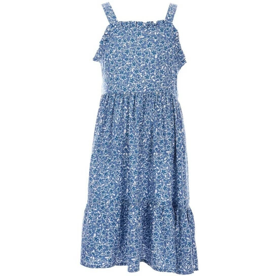 Hot Sale ๐ฏ Copper Key Big ๐ง Girls 7-16 Floral Ruffled ๐ Dress Blue Multi ๐