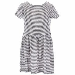 Best deal 💯 Copper Key Little 👧 Girls 2T-6X Striped Babydoll 👗 Dress Snow Black 👏