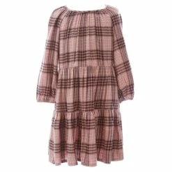 Discount 👍 Copper Key Big 👧 Girls 7-16 Tiered Plaid 👗 Dress Pink Multi ⌛
