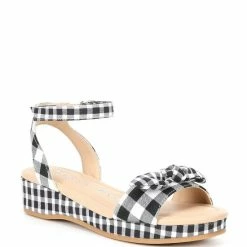Best reviews of 🧨 Copper Key 👧 Girls' Dearisst Eyelet Bow Gingham Flatform Wedges (Youth) Black/white 😉