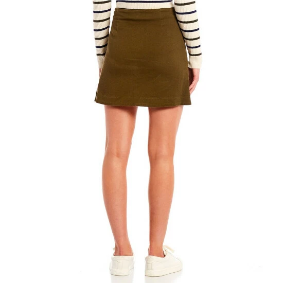Buy 🎁 Copper Key High Rise Button Front Twill Mini 👗 Skirt Olive 🤩 - Image 2