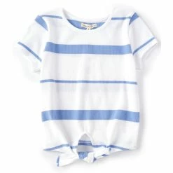 Deals 😀 Copper Key Big 👧 Girls 7-16 Short Sleeve Striped Tie Front Tee Misty Rose 🌟