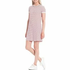Best deal ❤️ Copper Key Stripe Ribbed Knit T-Shirt 👗 Dress Red Multi ❤️
