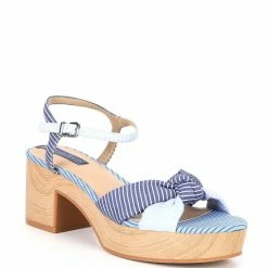 Deals 👏 Copper Key Sunnydays Striped Ankle Strap 🩴 Sandals Blue 🤩