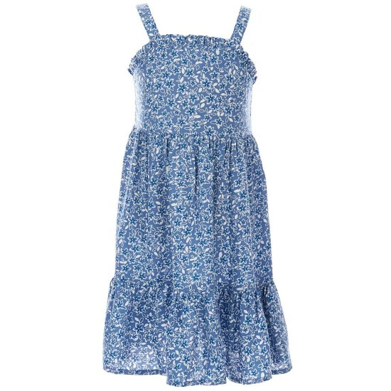 Hot Sale 😍 Copper Key Little 👧 Girls 2T-6X Floral Ruffled 👗 Dress Blue Multi 🔔