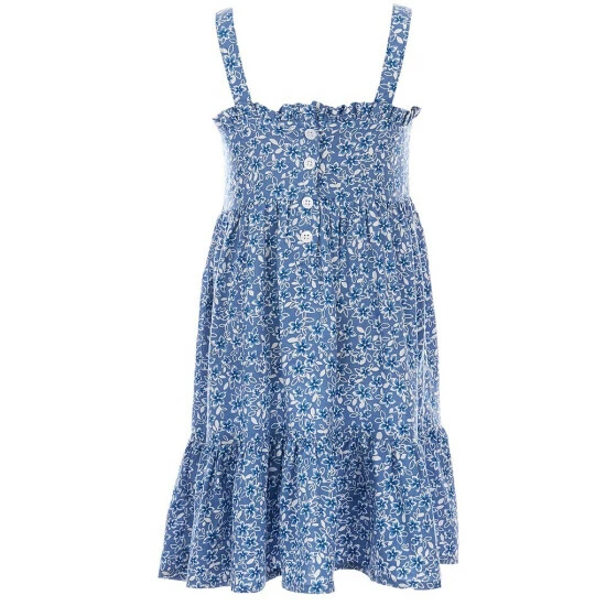 Hot Sale 😍 Copper Key Little 👧 Girls 2T-6X Floral Ruffled 👗 Dress Blue Multi 🔔 - Image 2