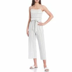 Top 10 ⭐ Copper Key Sleeveless Striped Jumpsuit White-blue 🛒