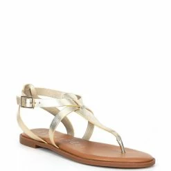 Coupon 🛒 Copper Key Metallic Sahara Slouch Leather Strappy 🩴 Sandals Sand Gold 😉