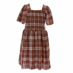Cheap ⌛ Copper Key Little 👧 Girls 2T-6X Smocked Plaid 👗 Dress Rust Multi 🛒