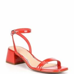 New ❤️ Copper Key Shooting Star Ankle Strap Patent Block Heel 🩴 Sandals Poppy Red ⌛